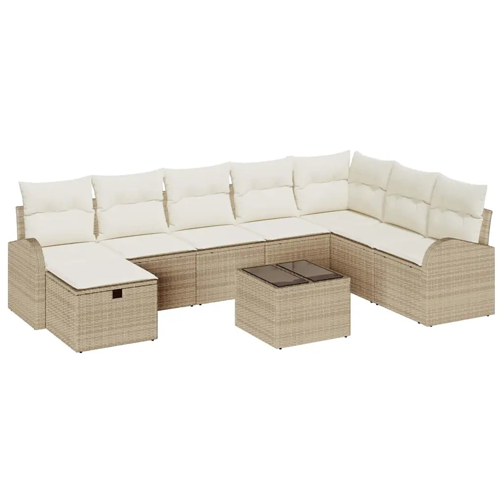 Set di divani con cuscino beige e panna polyrattan