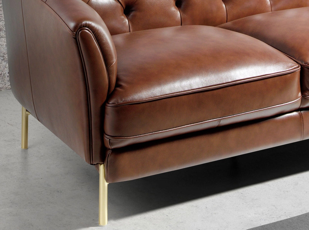Divano Chester a 3 posti in pelle marrone cognac
