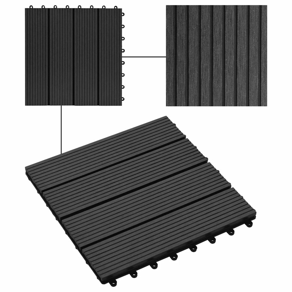 Piastrella per Decking 11 pz Nero 30 x 30 cm WPC CFW8012020