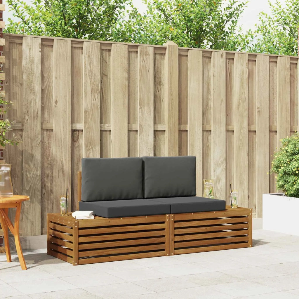 Set di divani da esterno-Sofa da giardino 2 Pezzo Naturale e Antracite