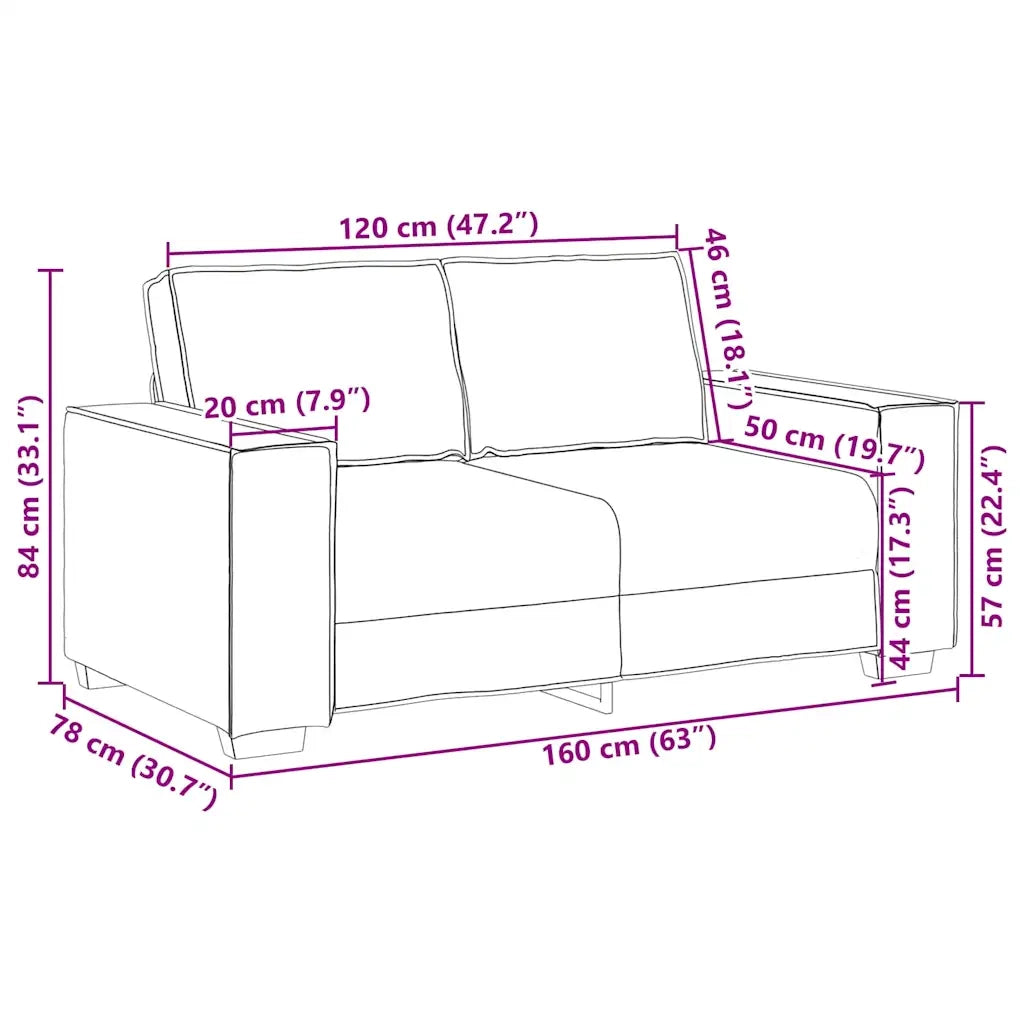 Divano-Sofa-Divanetto Cappuccino 160 x 78 x 84 cm Tessuto