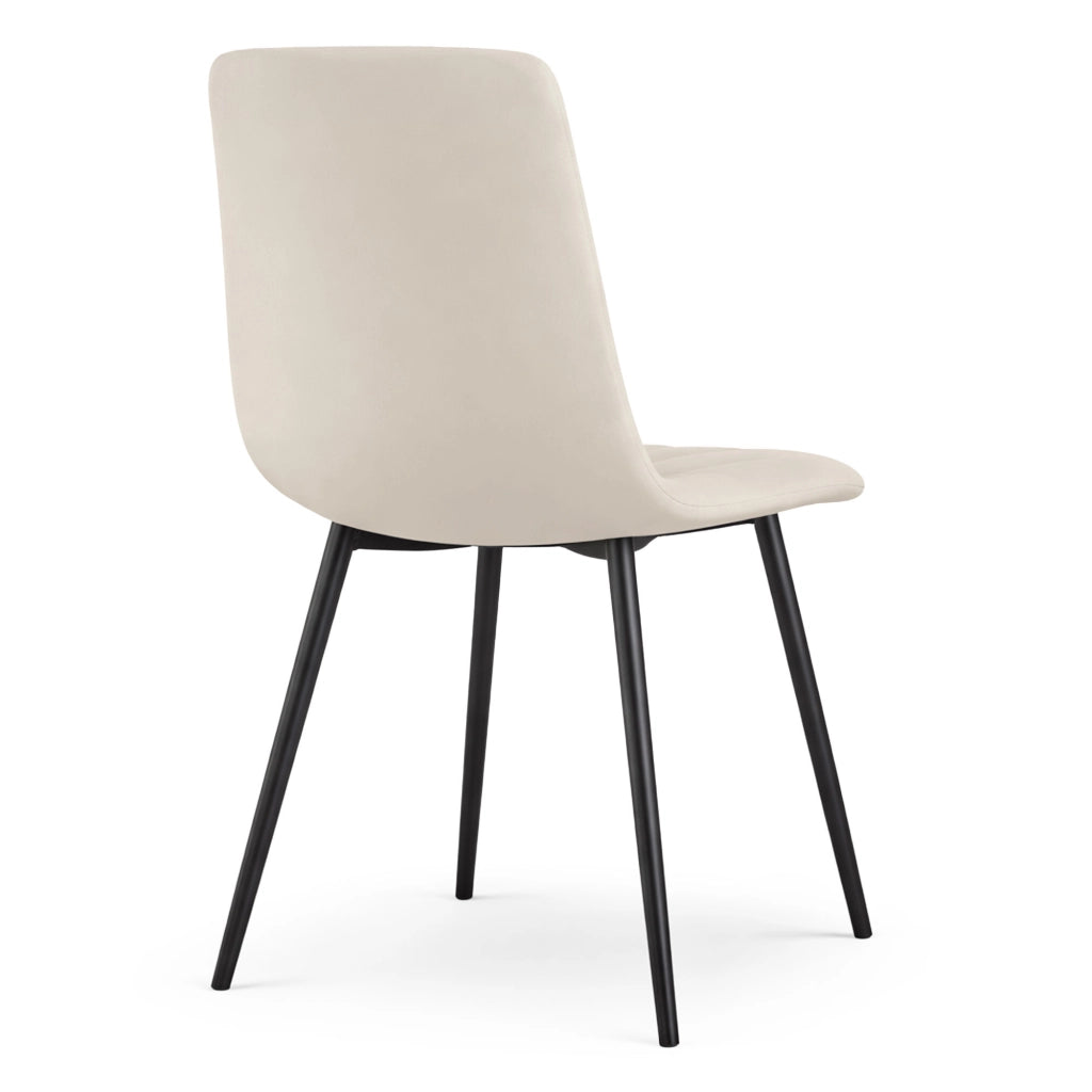 Sedia in velluto trapuntata LIVO Beige gambe nere