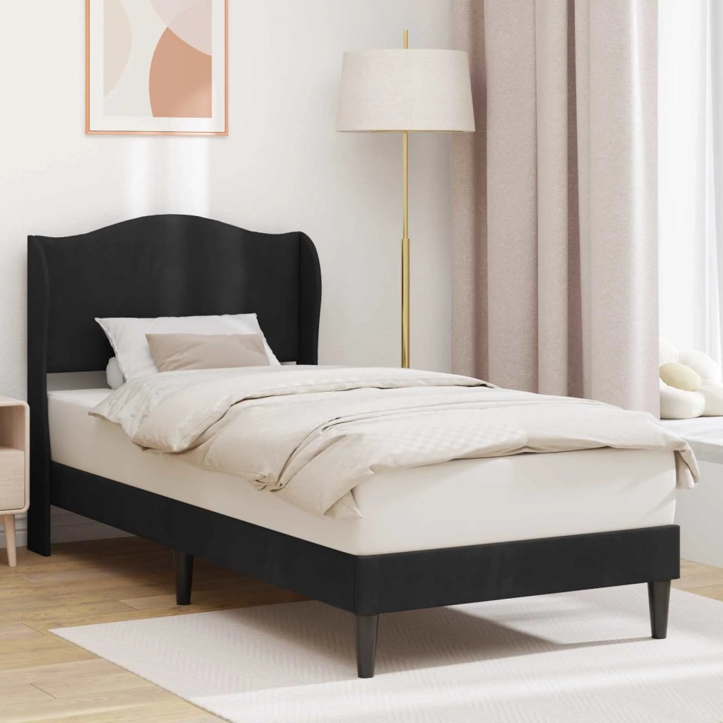 Struttura del letto con testiera-Giroletto Nero 100 x 200 cm Velluto 628742