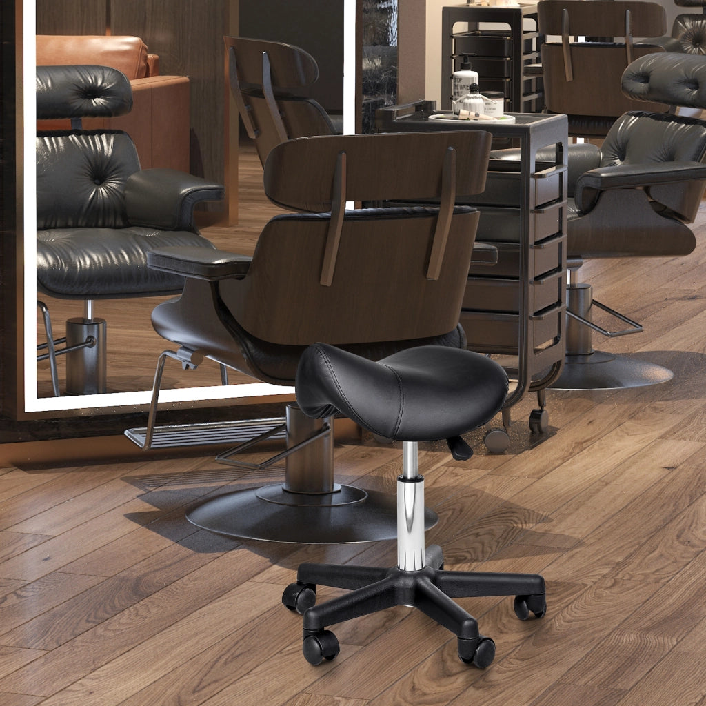 Sgabello da Massaggio con Altezza Regolabile e Rotelle ¨C Minimal ¨C Nero