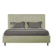 BS COM Letto queen size contenitore imbottito 150x200 microfibra tè verde