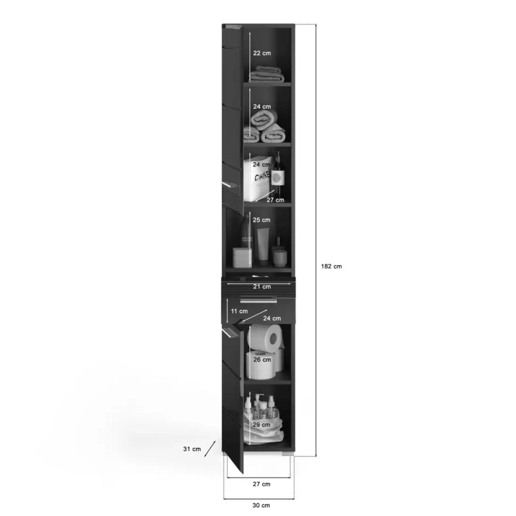 Colonna da bagno – Nero lucido – KLEANKIN
