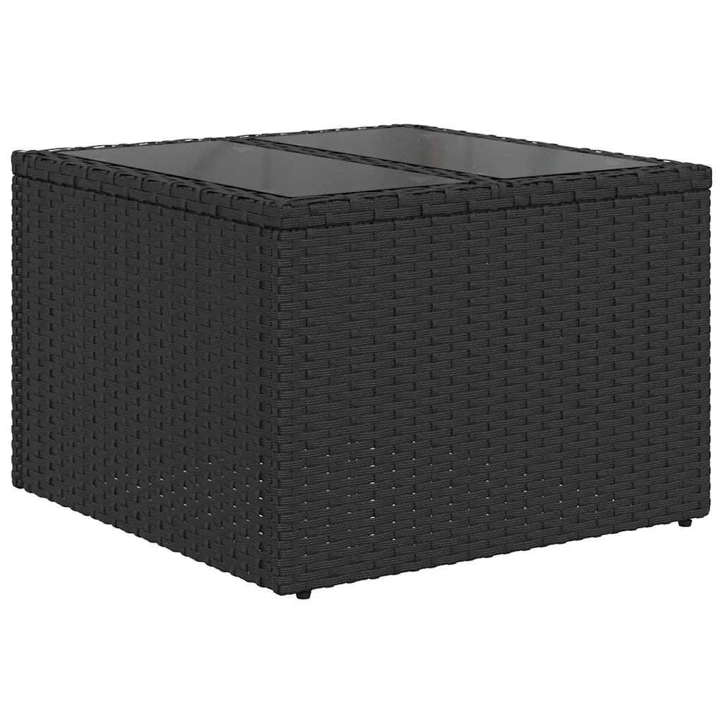 Set Divano da Giardino 5 pcs Nero Polyrattan, Acciaio e Vetro