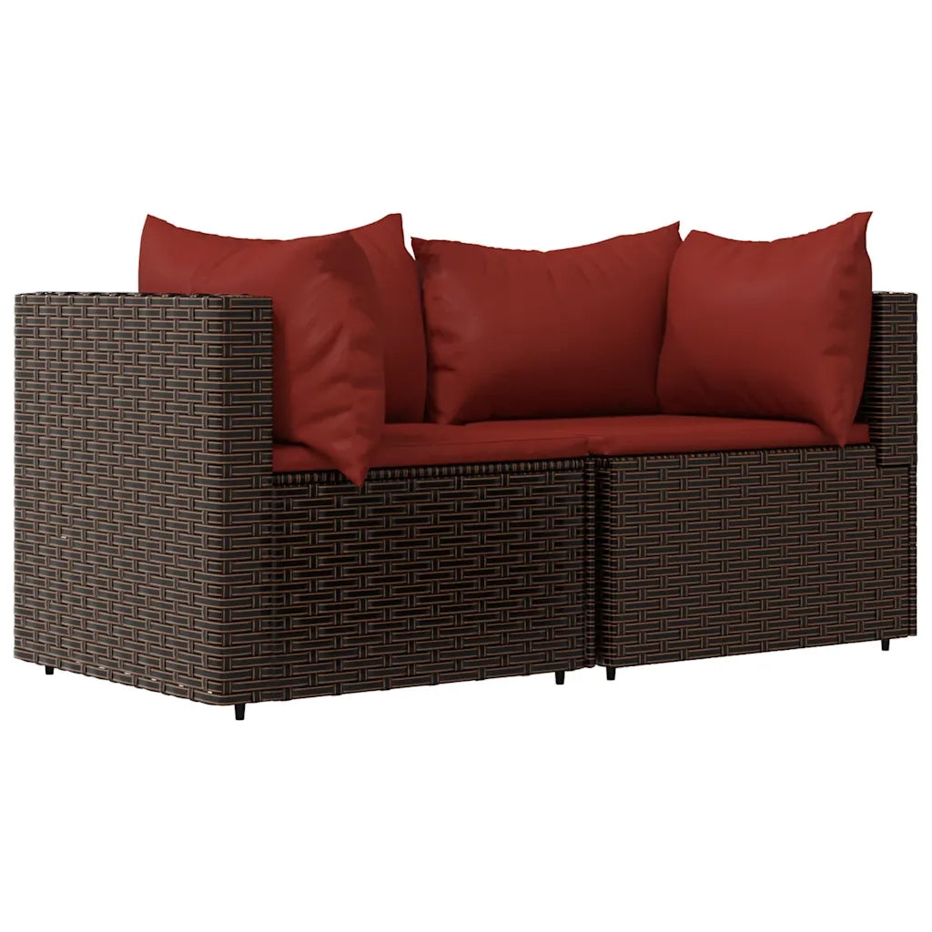 Set Mobili da Giardino 3 pz con Cuscini in Polyrattan Marrone 319811