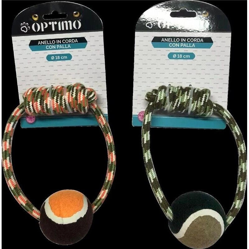 GIOCO CORDA CANI 18 CM CON PALLA PER ANIMALI