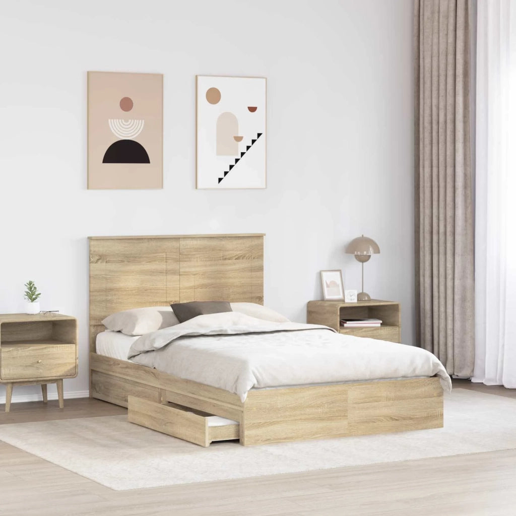 Letto con Contenitore con testiera Rovere Sonoma 135 x 190 cm 3409561