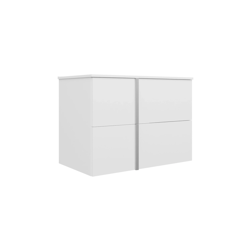 Mobile da bagno sospeso 80cm bianco lucido con lavabo e specchio | Hoia