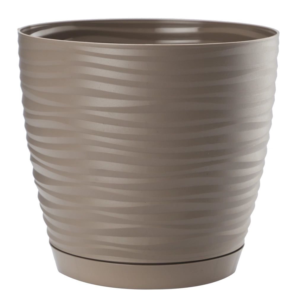 Vaso da fiori KADAX rotondo da 15 cm in plastica beige