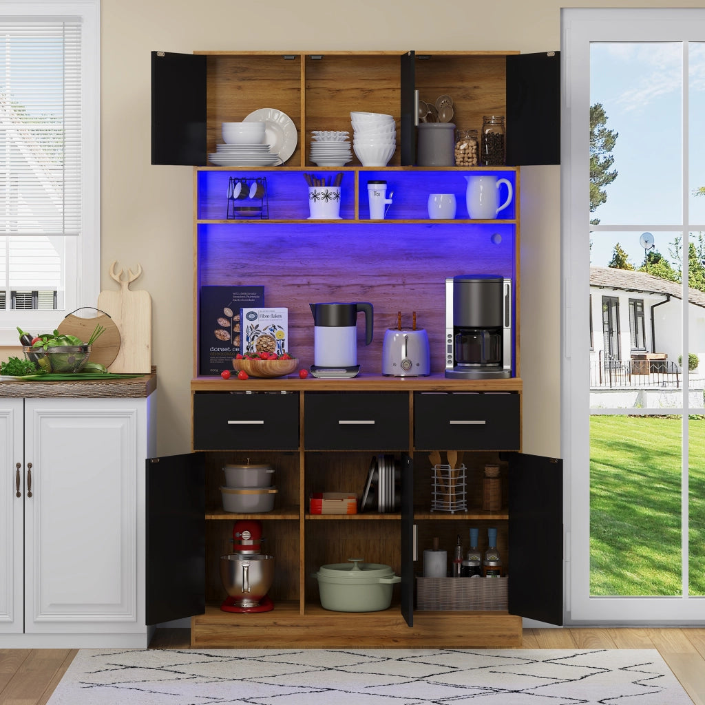 Buffet Multifunzionale con LED e App ¨C Xylo ¨C Cassetti, Ripiani, Prese, 100x40x180 cm