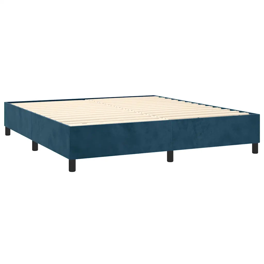 Letto a Molle con Materasso e LED Blu Scuro 160x200 cm 3139695