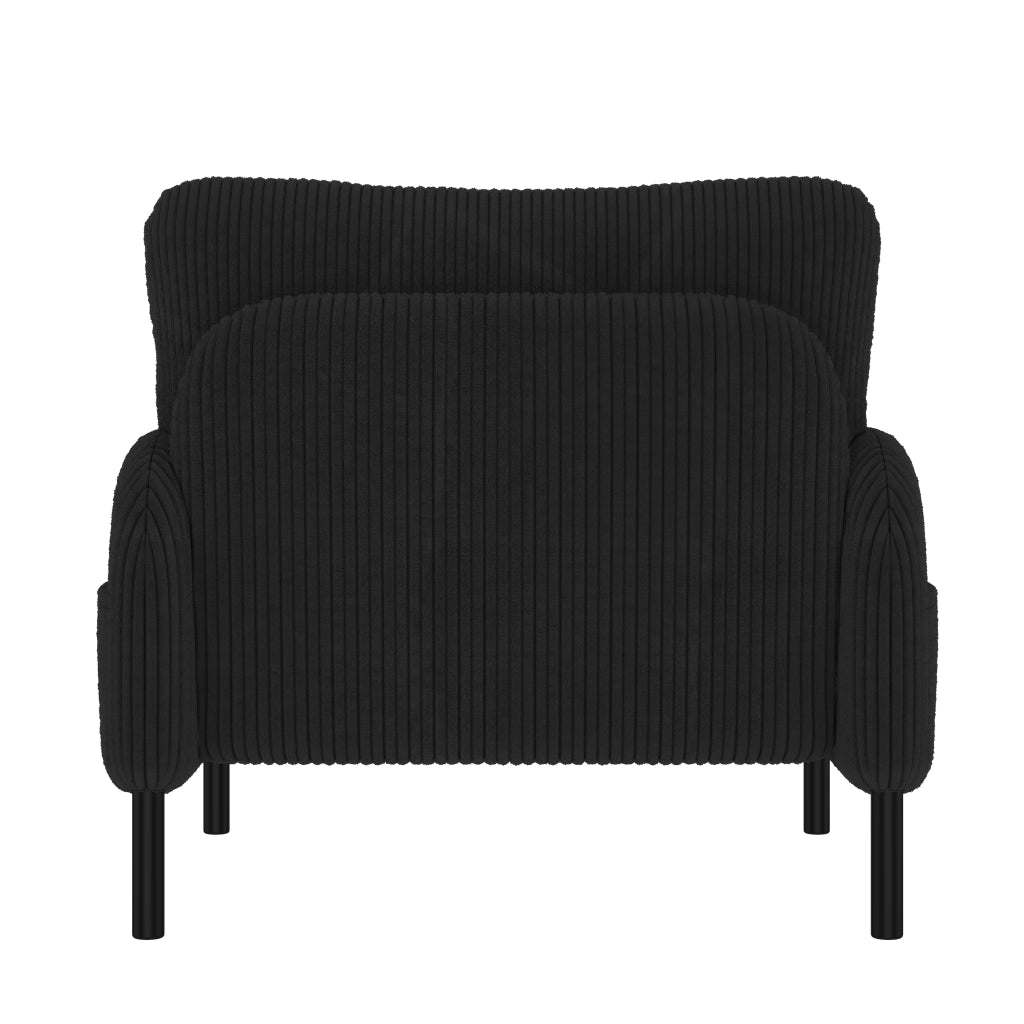 Set divano 3 pezzi in corda nero con divano 2 posti, poltrona e pouf, tasca laterale