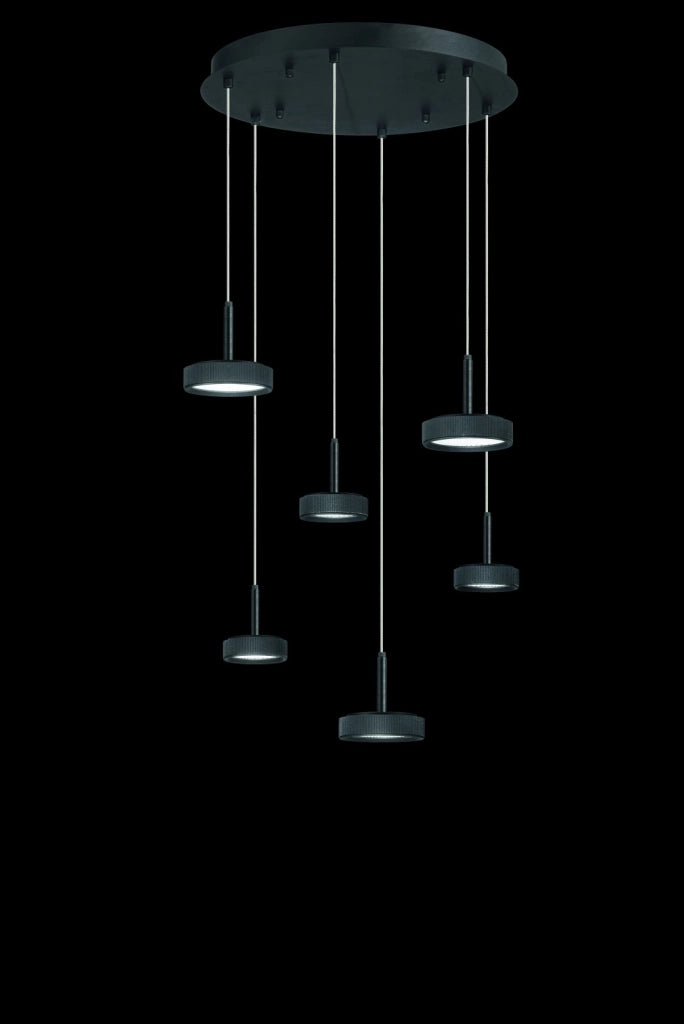 SOSPENSIONE NINA 6 LUCI NERO 3000K 2700LM 45W D.45CM VETRI ACQUISTABILI SEPARATAMENTE