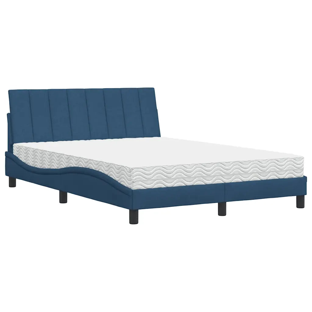 Letto con Materasso Hanko Blu 140x190 cm in Tessuto 3310530