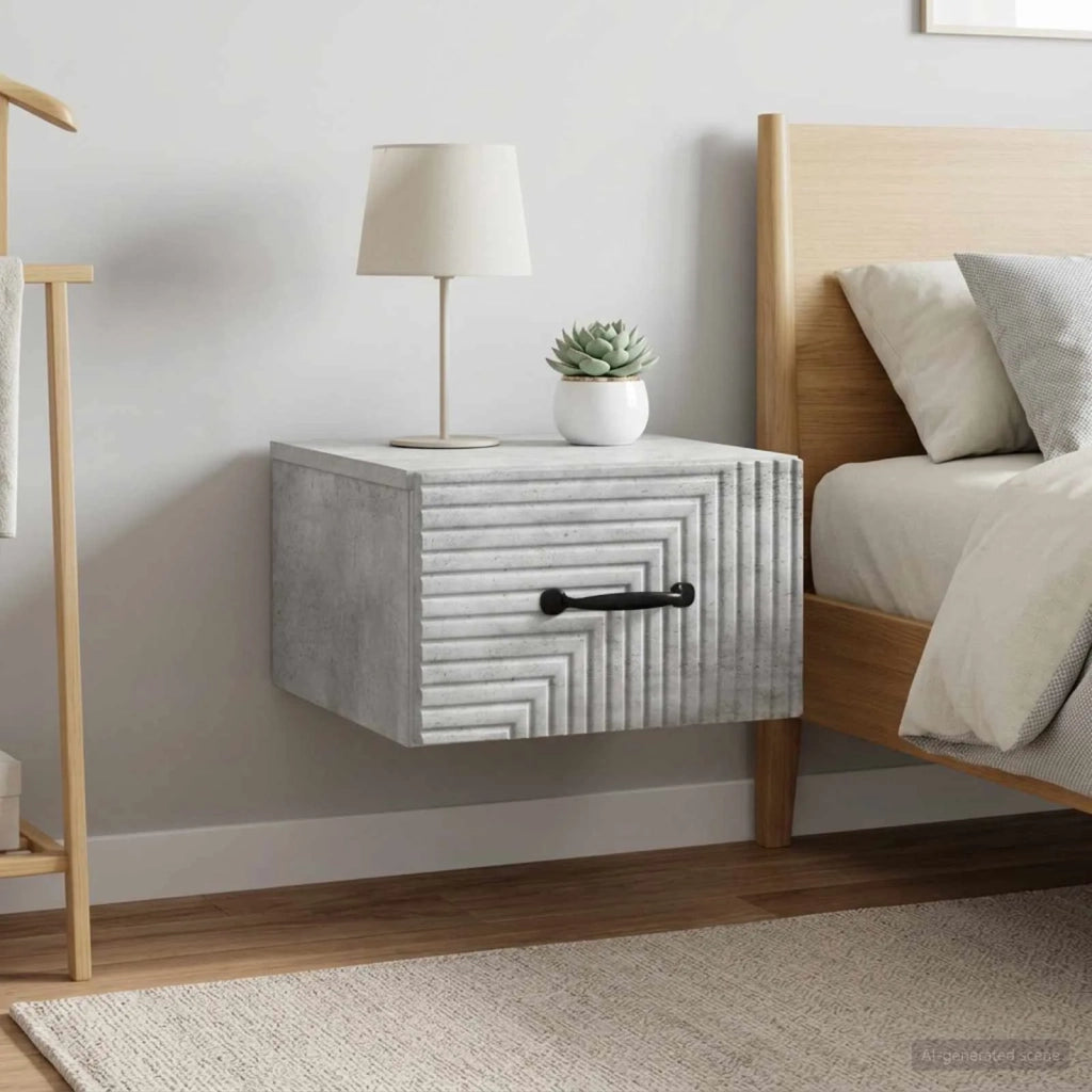 Mobiletto da notte a muro con cassetto 2 pcs Grigio Cemento 898602