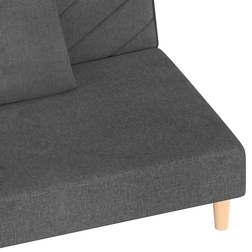 Divano Letto a 2 Posti con 2 Cuscini-Sofa Letto 2 Posti-Daybed Grigio Scuro in Tessuto 160337