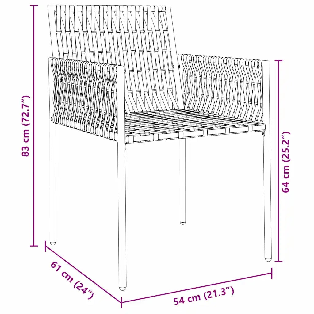 Set da Pranzo per Giardino 9 pcs Marrone e Nero Rattan in PE 3379099