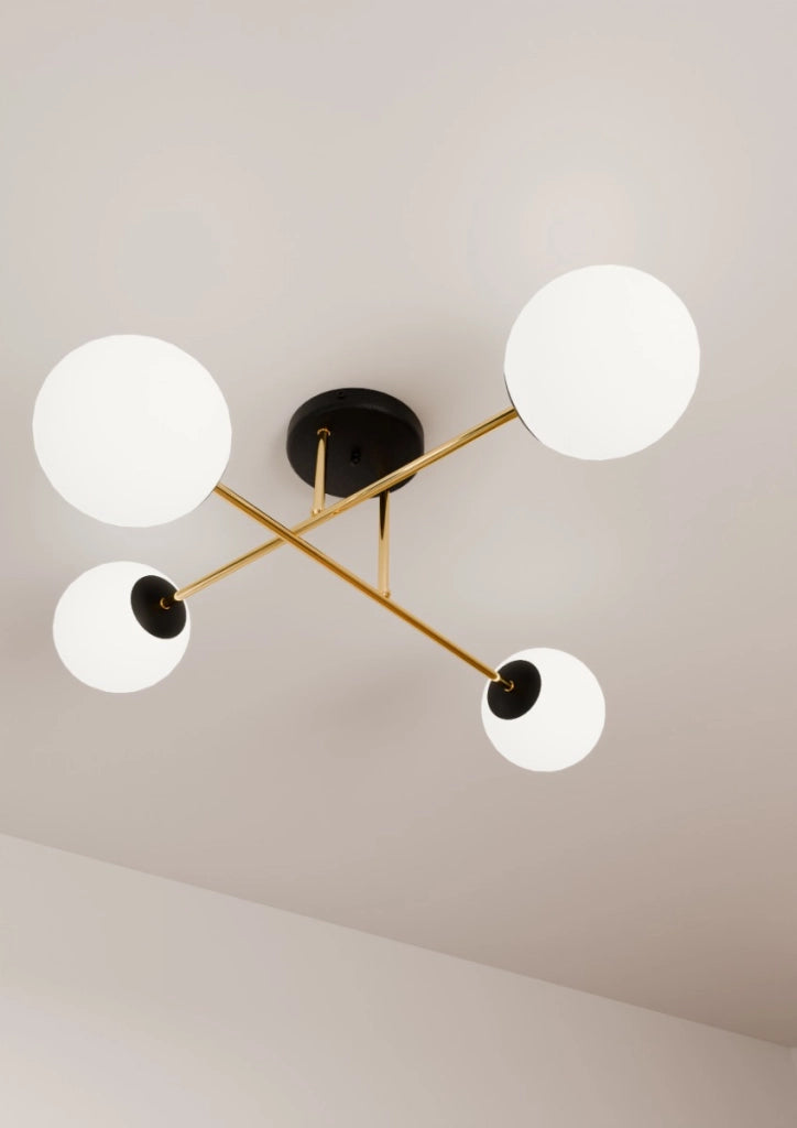 Plafoniera Emibig MAGNUM 4xE14 oro, diffusori bianchi