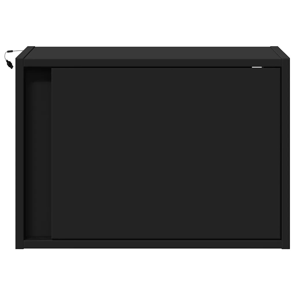 Set di 2 Comodini | Armadio da Notte | Mobiletto da notte a Parete con Luci LED Neri