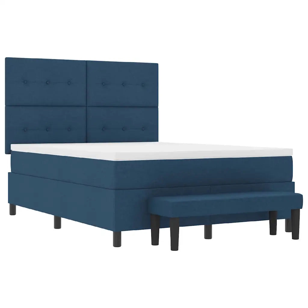 Letto a molle con materasso Blu 140 x 190 cm Tessuto