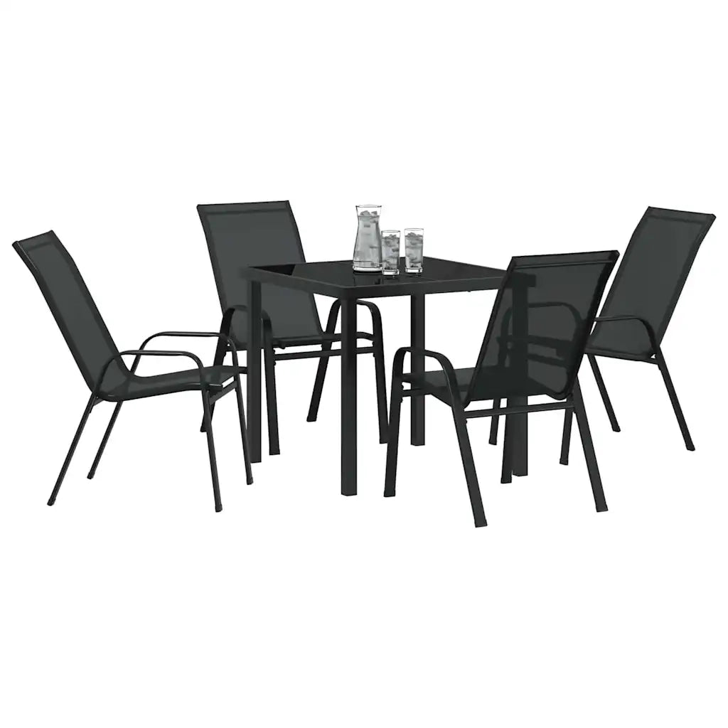 Set da Pranzo per Giardino 5 pcs Nero