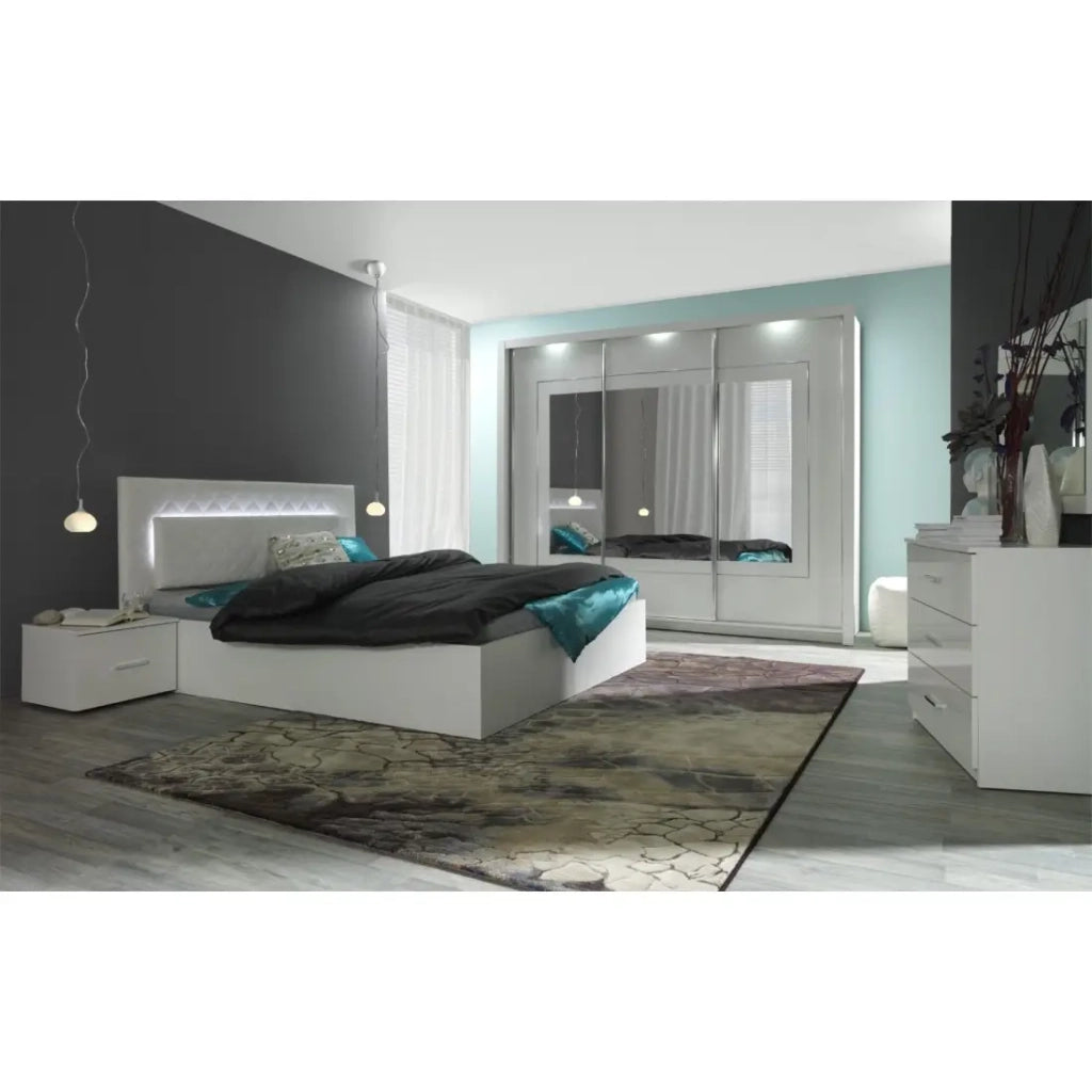 Letto contenitore PANAREA – 2 posti 180x200 cm con doghe – Bianco alpino