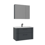Set mobile lavabo con specchio (2 pezzi) "Bari 85 v2" - 85 x 45 x 55 cm - Antracite opaco