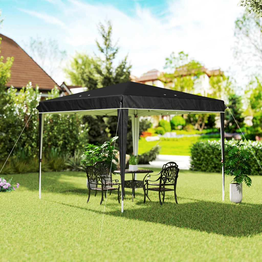 Gazebo da Giardino 3x3m ¨C Xylo ¨C Metallo e Tessuto Oxford Nero, Altezza Regolabile