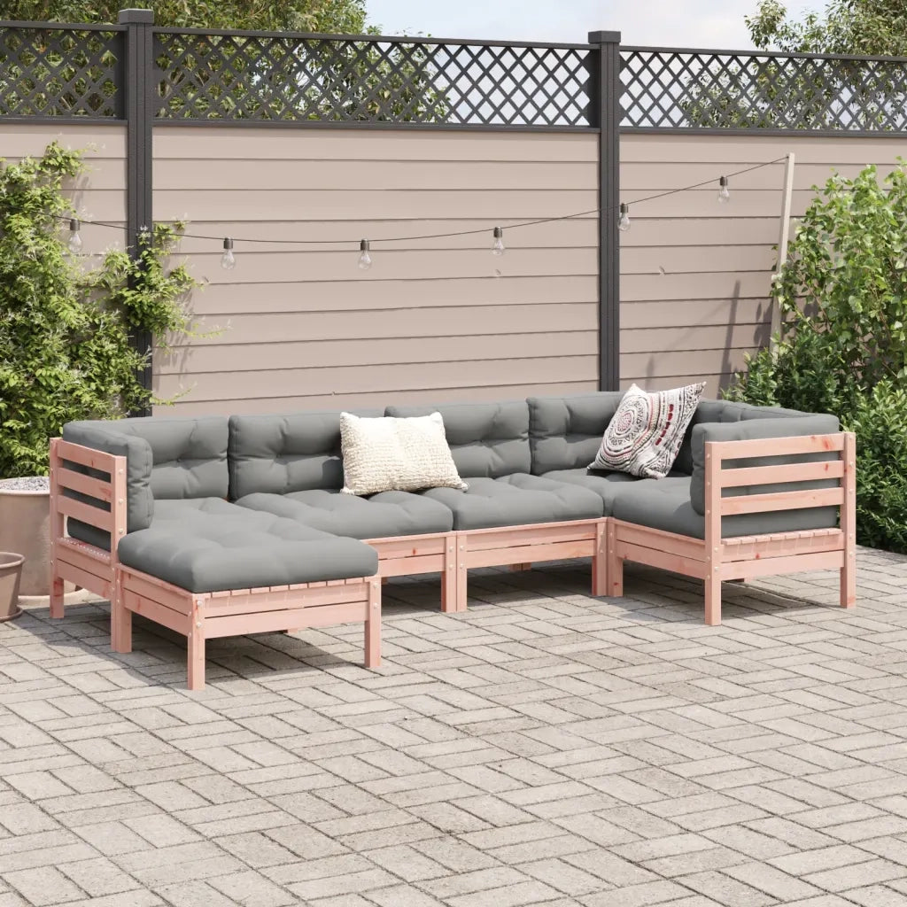 Set Divani Giardino 6 pz Cuscini Legno Massello Abete Douglas