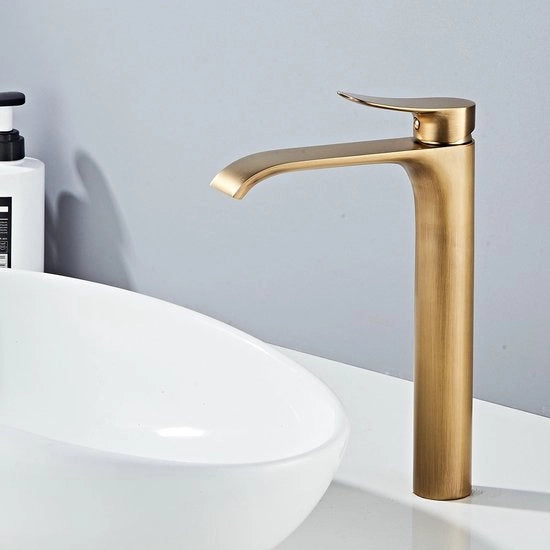 Wastafel a Piscina con Rubinetto a Cascata - Rubinetto a Manovella - Rubinetto per la Stanza da Bagno - Rubinetto in Ottone Antico - Rubinetto in Acciaio Inossidabile - 1,5 Galloni al Minuto