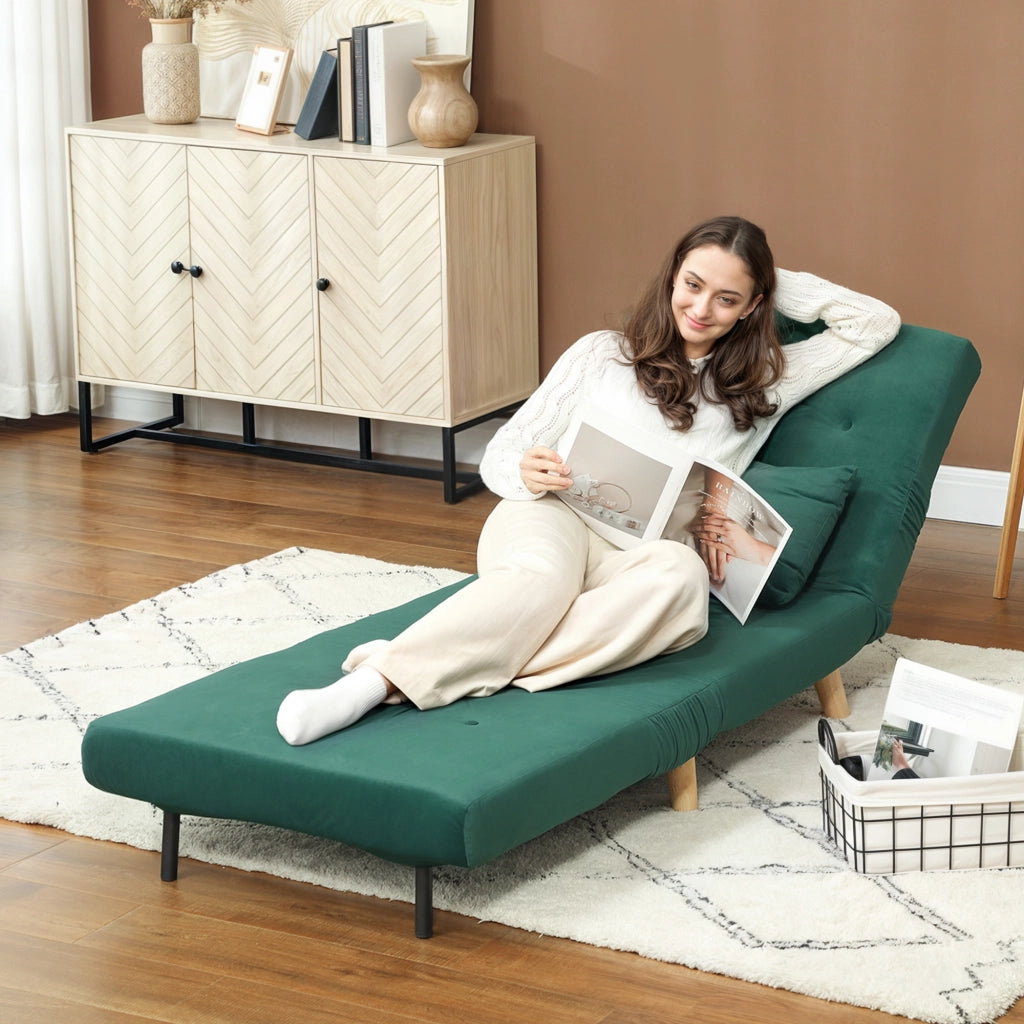 Poltrona Letto Pieghevole Regolabile ¨C Minimal ¨C Velluto Verde Scuro