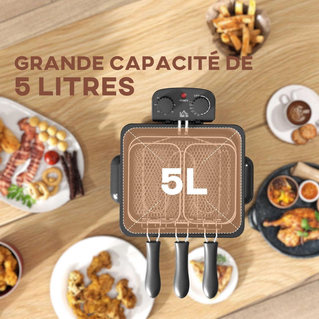 Friggitrice 5L con Controllo Temperatura e Timer ¨C Xylo ¨C 2000W Cestello Rimovibile Finestra Visione