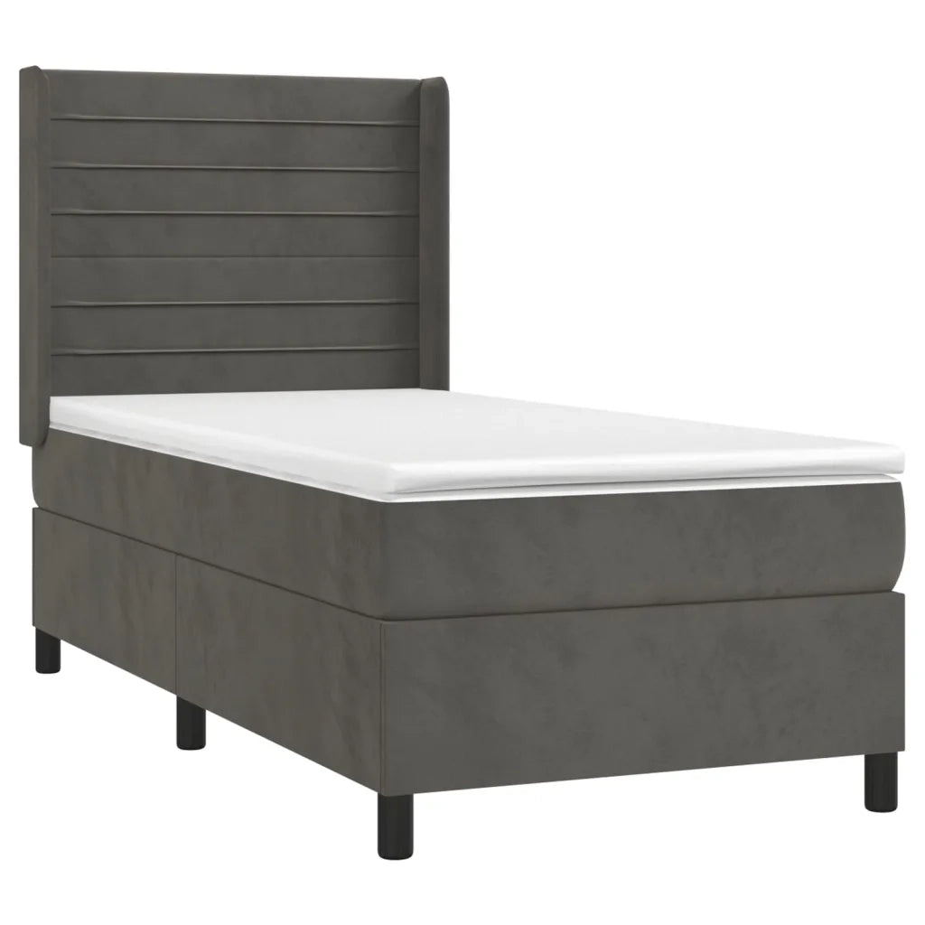 Letto a Molle con Materasso e LED Grigio Scuro 100x200 cm 3139608
