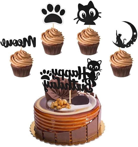 Decorazioni per torte gatti con glitter - 25 pezzi per amanti dei gatti in diverse occasioni