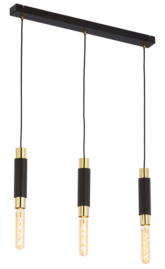Lampada a sospensione moderna nero-oro 66cm 3xE27 LILE