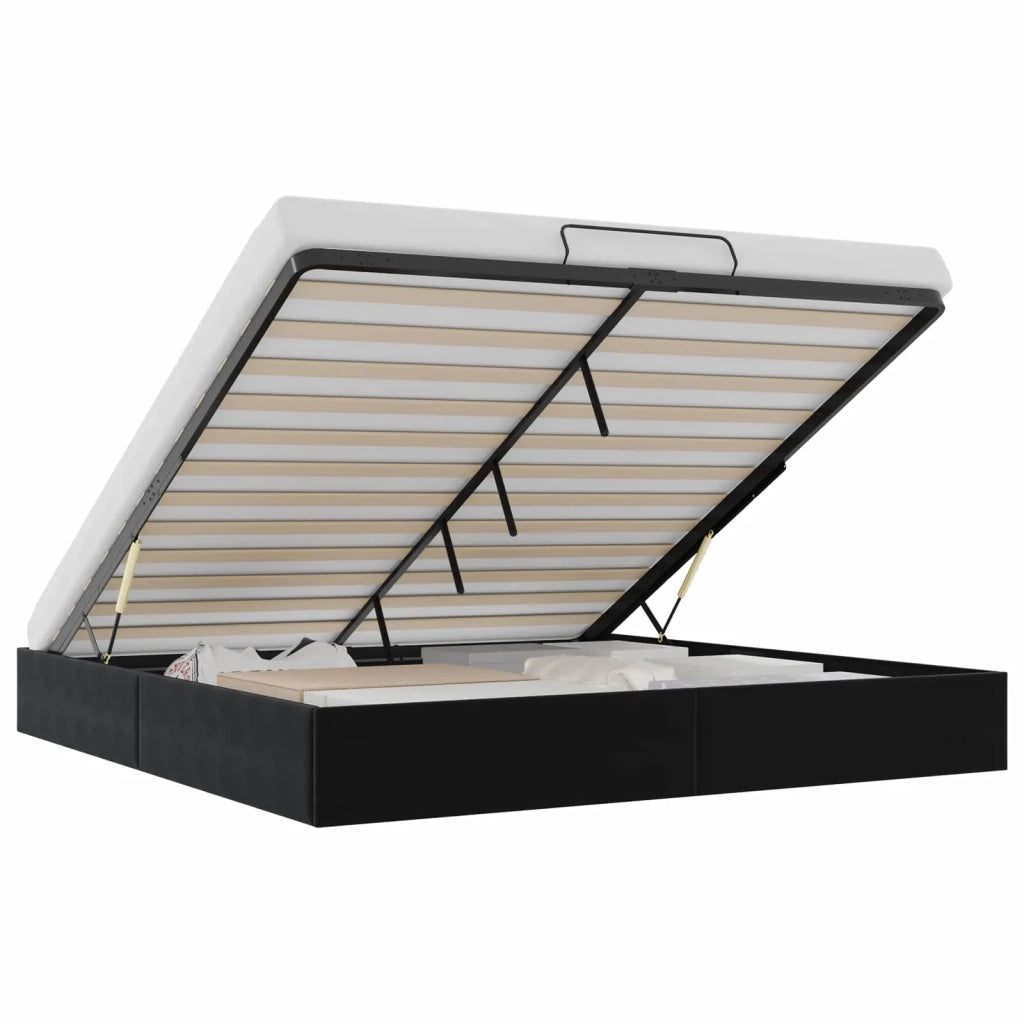 Letto ottomano Nero King size Velluto 3403078