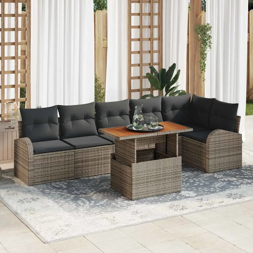 Set Divano da Giardino con cuscino 7 pcs Grigio 3349593