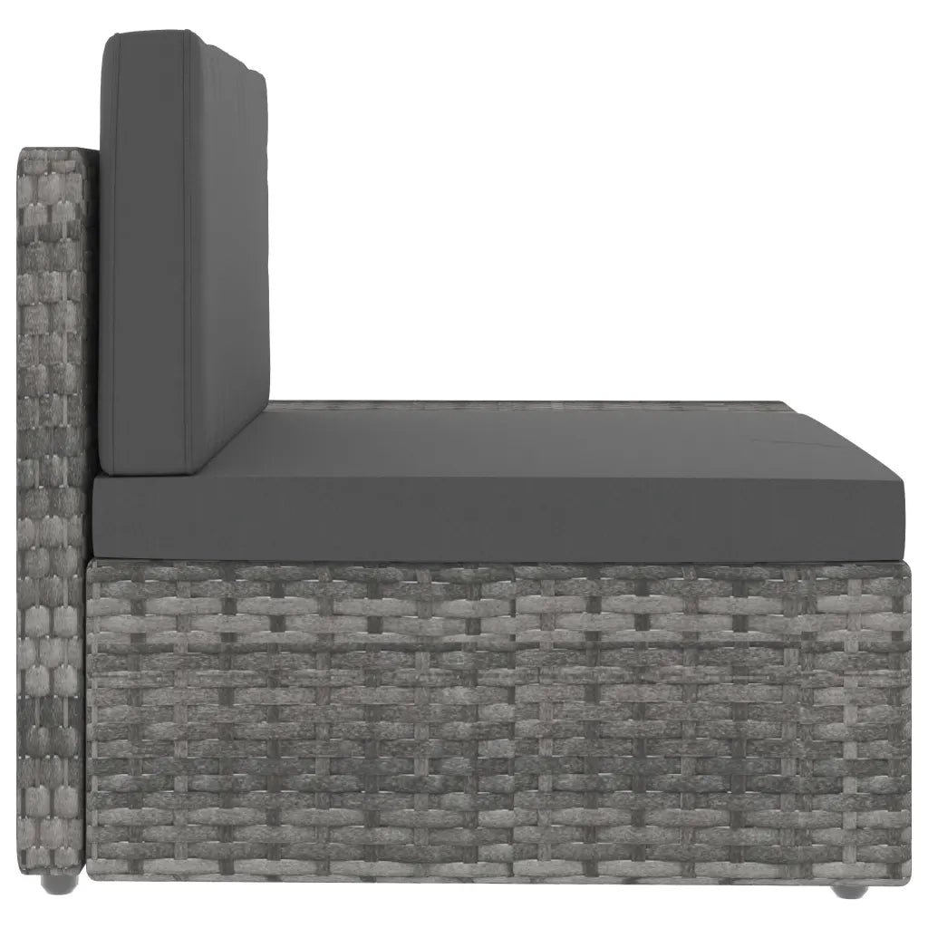Divano Modulare a 3 Posti in Polyrattan Grigio 49526