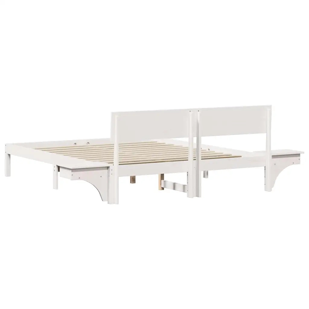 Struttura del letto Bianco 150 x 200 cm Pino massello 873443