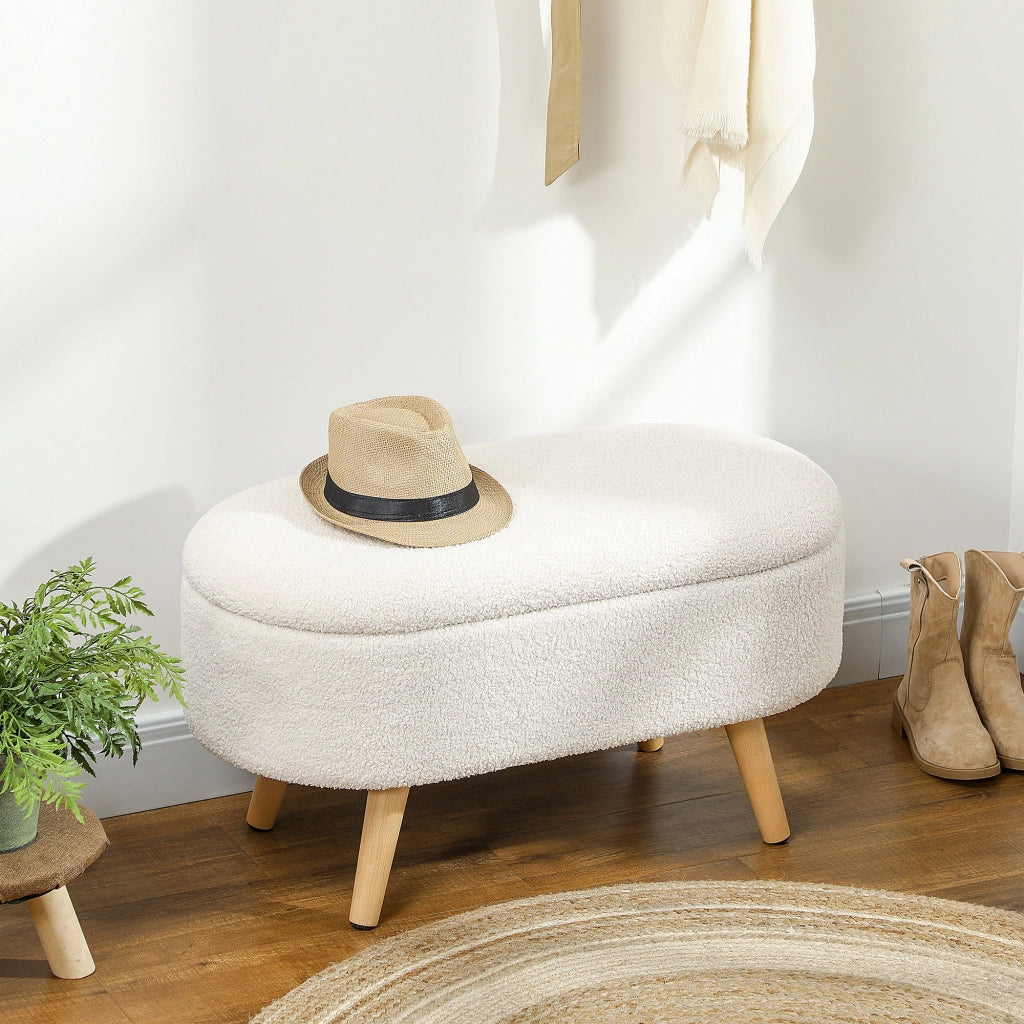 Divano con cassetti ¨C Minimal ¨C Tessuto bianco 90x40x45