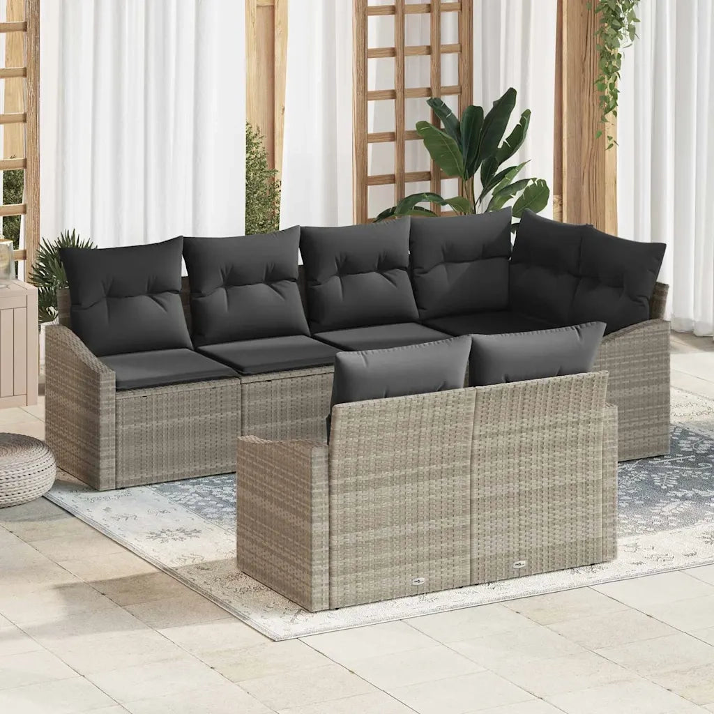 Set di divani con cuscino 7 pcs Grigio chiaro polyrattan 3346762