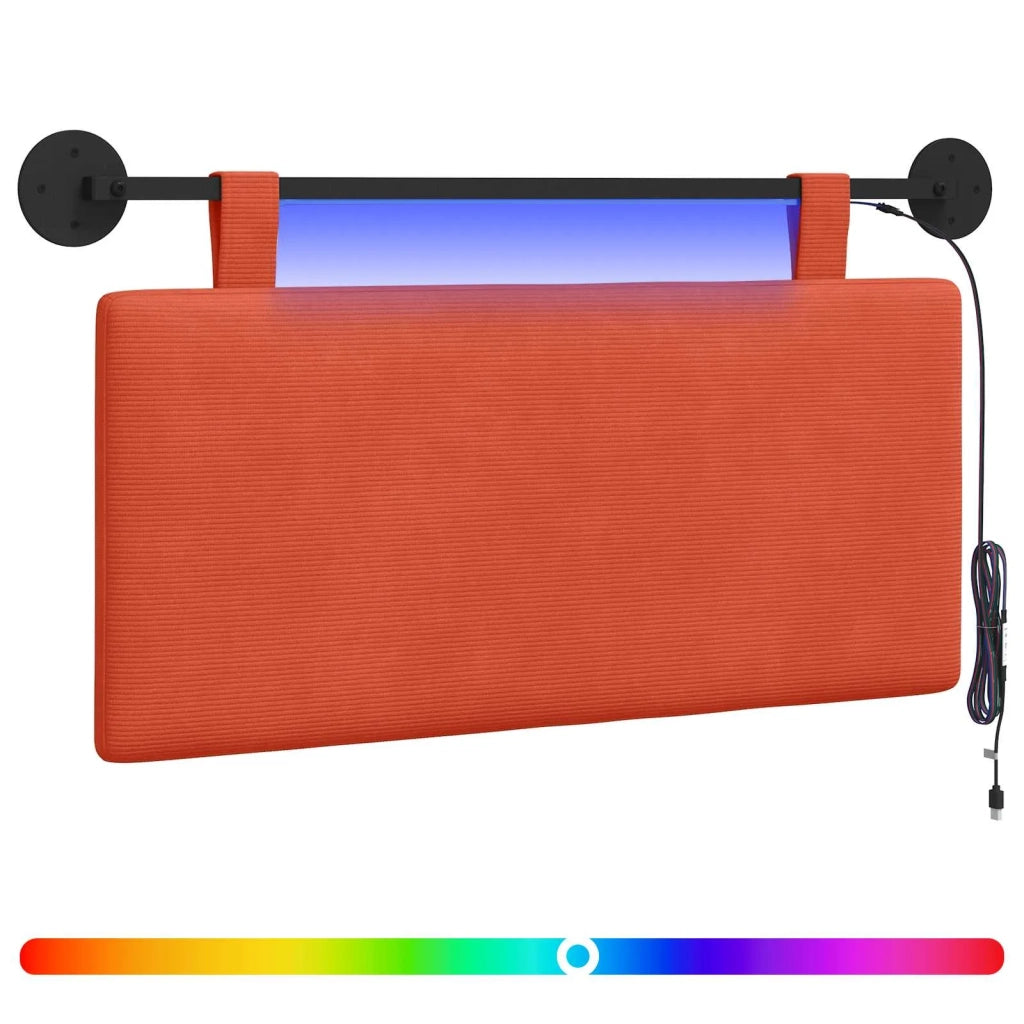 Testiera | Testata sospesa Con luce LED Rosso Arancio Tessuto in Cords
