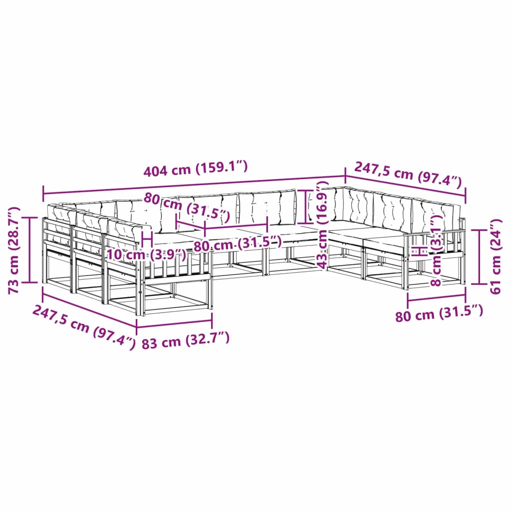 Set di divani da esterno 9 pz Bianco e Beige 3387032