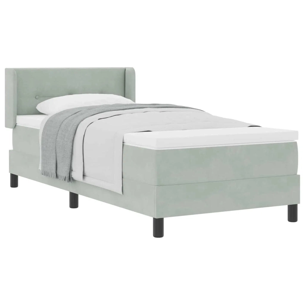 Letto a molle con testiera Grigio chiaro 190 x 90 cm Poliestere