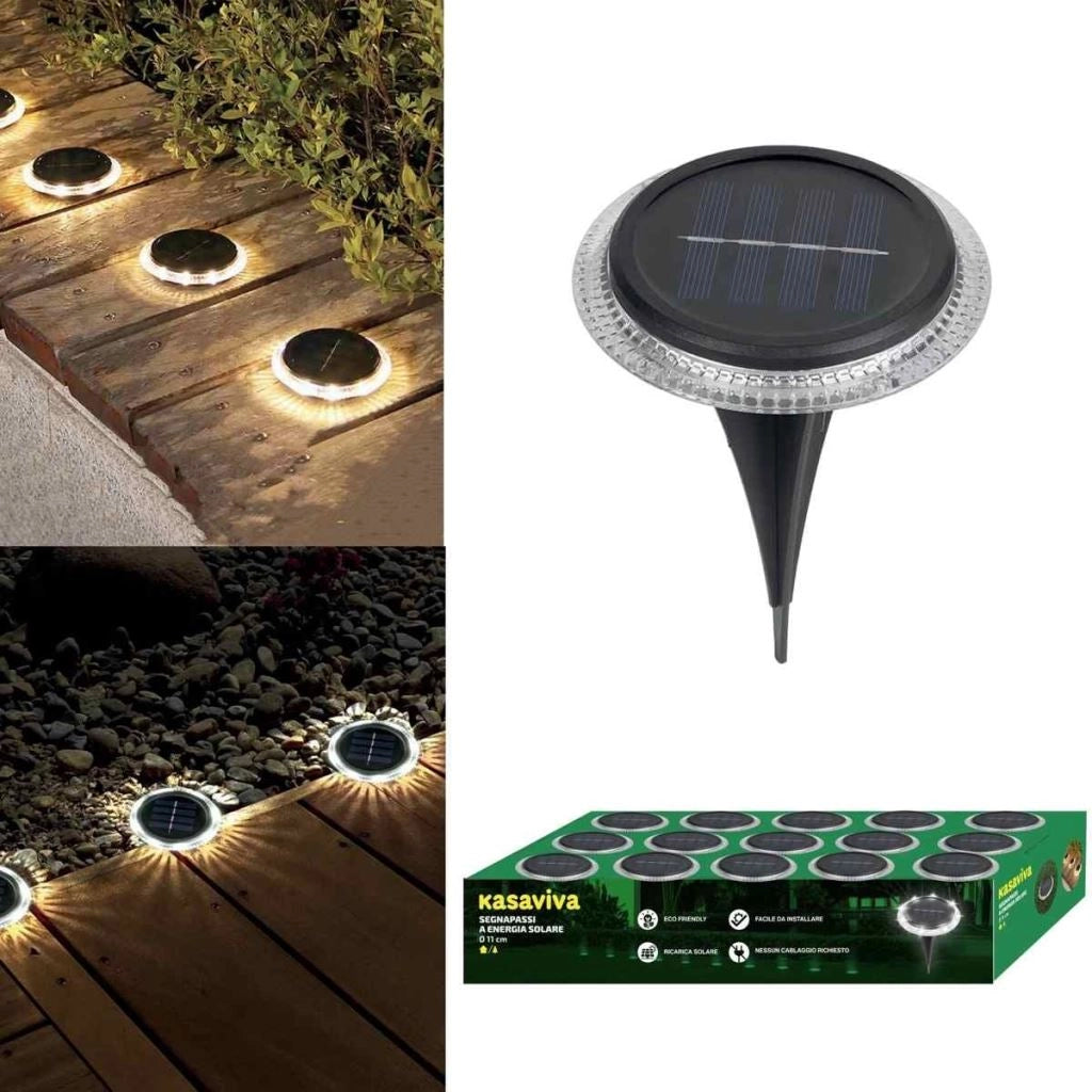 1 Pezzo Lampada Solare Segnapassi da Giardino Cromata 11 cm