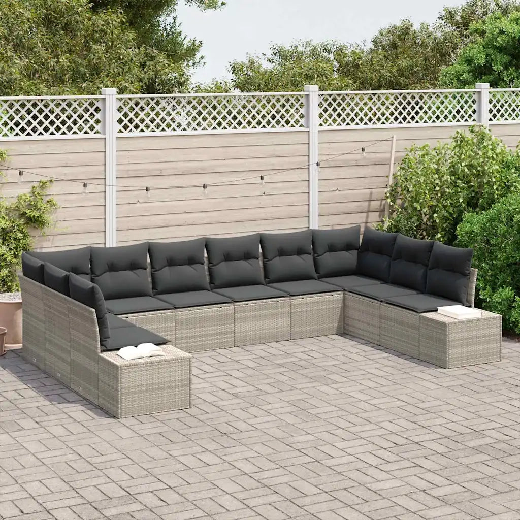 Set Divano da Giardino 10 pcs Grigio chiaro Polyrattan 3355911