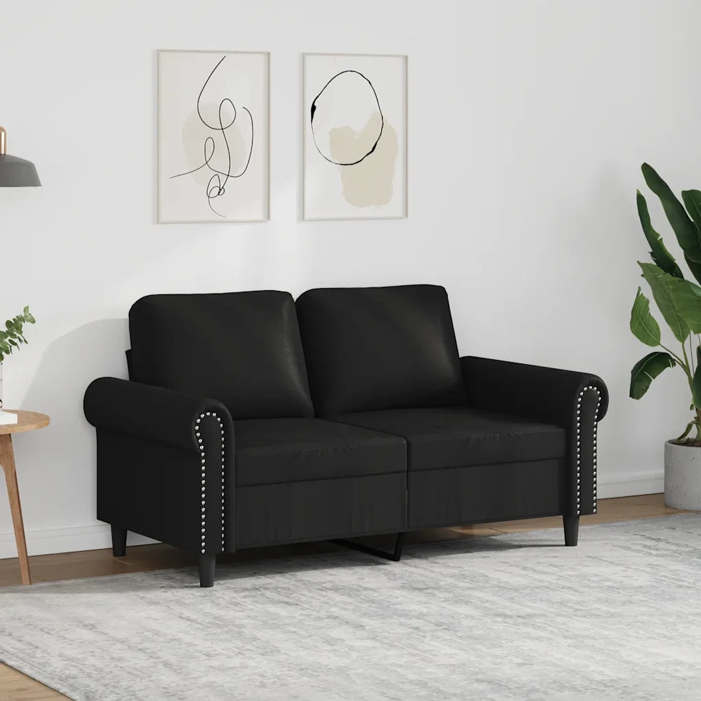 Divano a 2 Posti-Sofa 2 Posti Nero 120 cm in Similpelle 853825